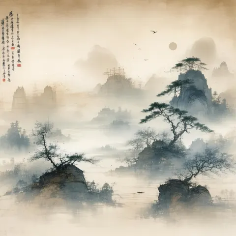 Asian Wind Elemental in Delicate Ink Wash