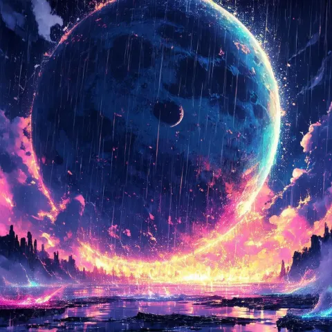 Neon Acid Rain Over Anime Venus