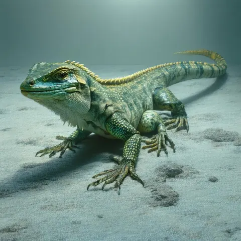 Cinematic Fish Lizard Hybrid On Four Legs