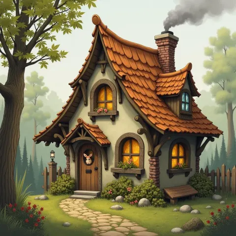 Fairy Cottage With Squirrel At Window