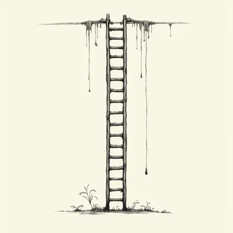 Meticulous Manga Ladder Against Minimalist Backdrop