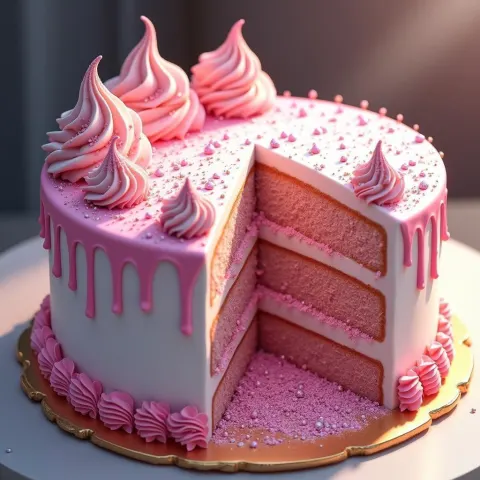 Glittering Anime Cake With Rose Gold Accents