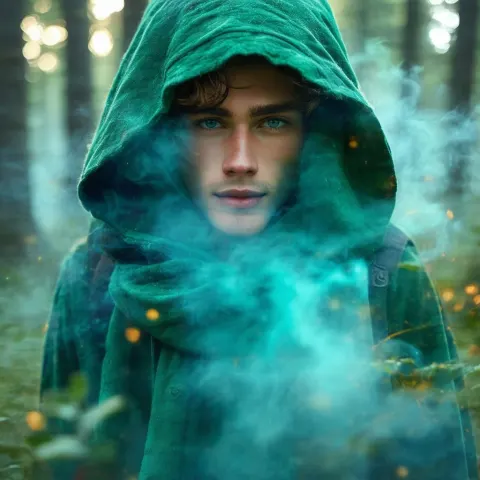 Green Hooded Boy In Enchanted Forest School