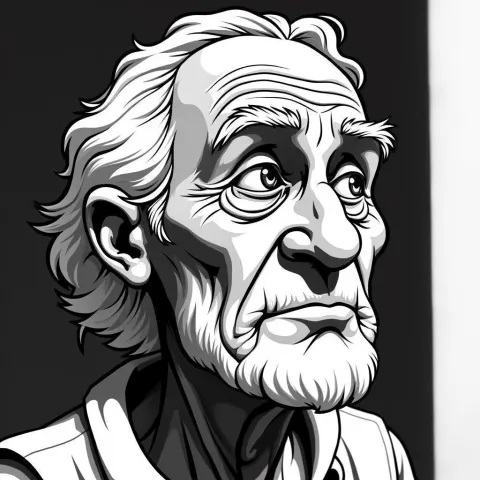 Bold Cutout Portrait Of Elderly Sage