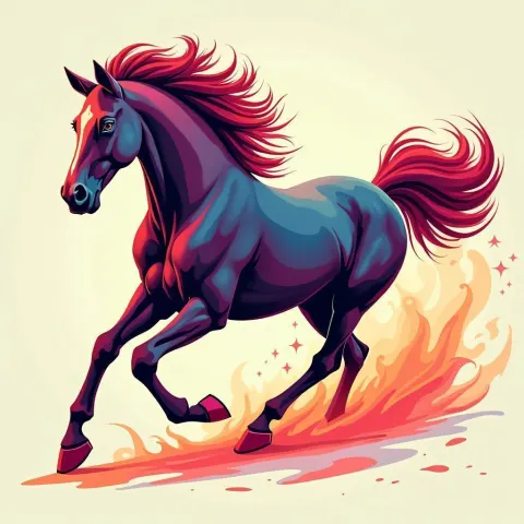 Sleek Horse Illustration With Vibrant Gradients