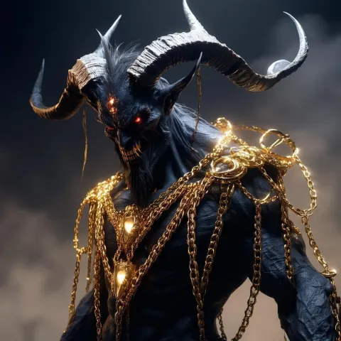 Terrifying Demon Bound In Golden Chains