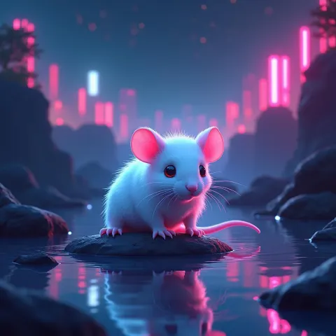 Neonpunk White Mouse By Cybernetic Lake