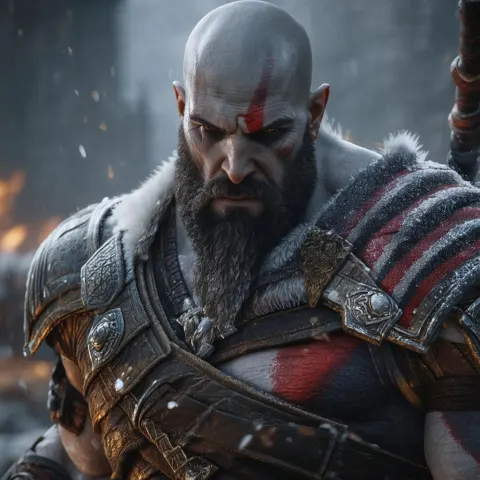 Kratos 3D Model With Dramatic Lighting