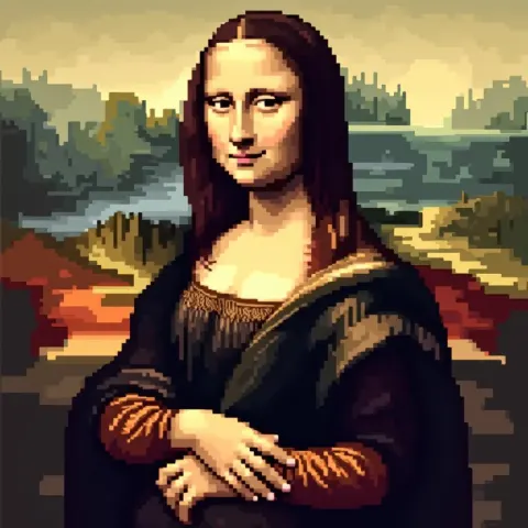 Mona Lisa Reimagined In Precise Pixel Blocks