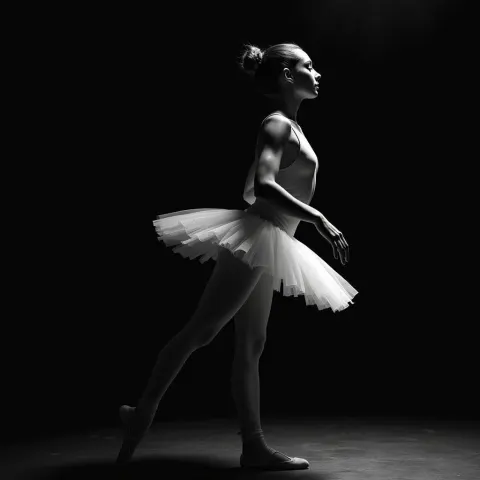 Monochrome Ballerina Poised In Dramatic Profile