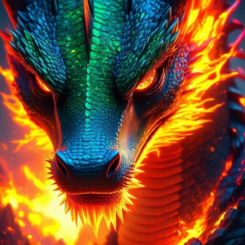 Pixel Fire Dragon With Emerald Eyes