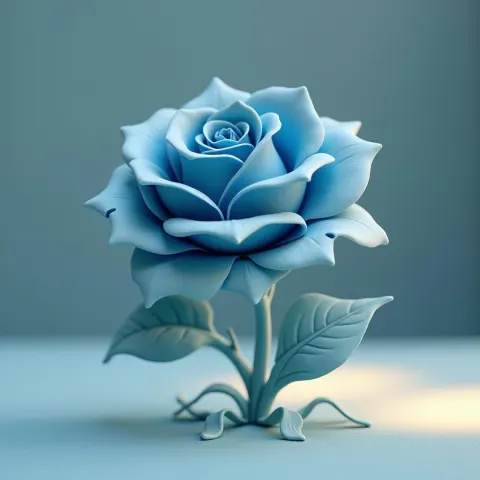 Clay Blue Rose In Stop Motion Light