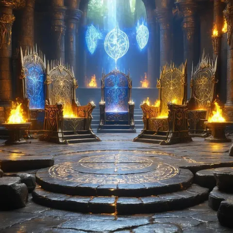 Mystic Thrones In A Grand Enchanted Hall
