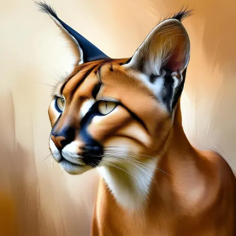 Regal Caracal Portrait In Painterly Strokes