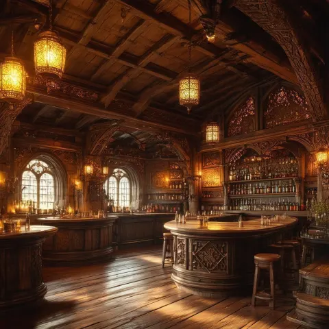 Ethereal Fantasy Tavern At Golden Hour