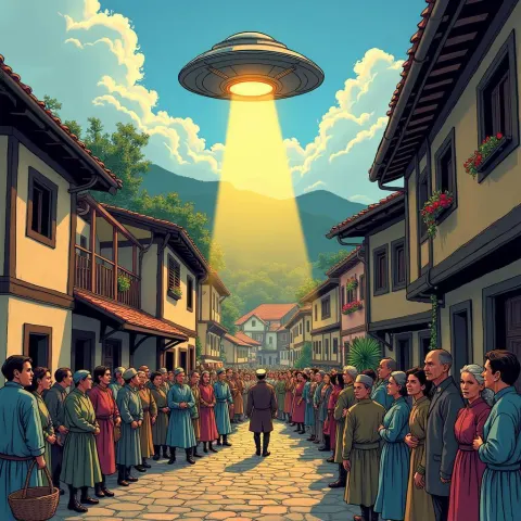 Prism UFO Over Nineteenth Century Balkan Village