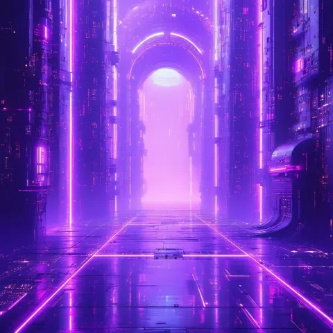 Neonpunk Figure In Dark Purple Shadows