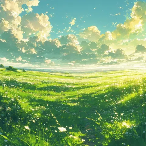 Dynamic Anime Battle On Lush Meadow