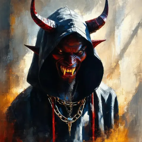 Impressionist Devil With Gold Teeth And Chains