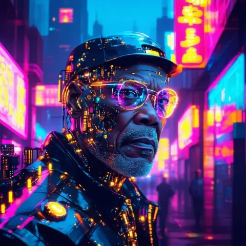 Neonpunk Samuel L Jackson Cybernetic Portrait