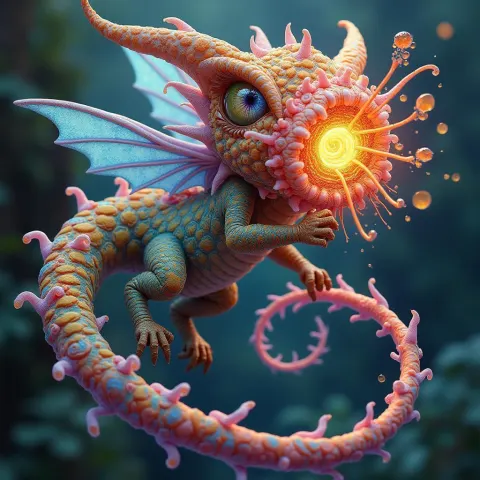 Claymation Creature In Fibonacci Spiral Whimsy