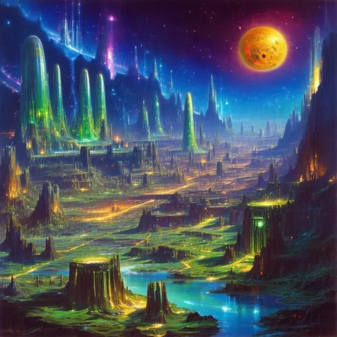Epic Alien City On Fantastical Horizon