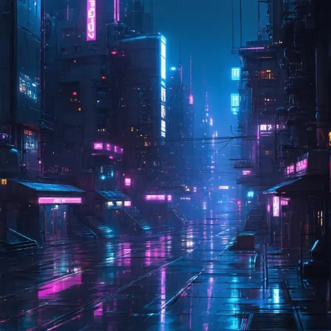 Neon Bokeh In Cyberpunk City Alleys