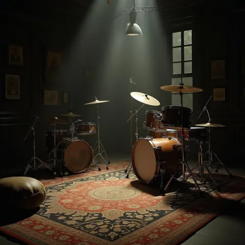 Vintage Drum Room In Grainy Chiaroscuro
