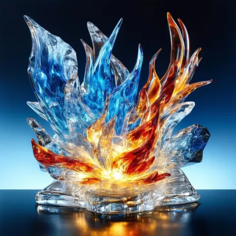 Glass Sculpture Of Fire Meeting Ice