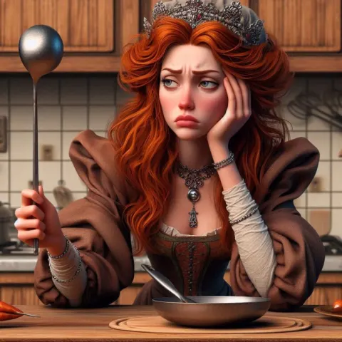 Dissatisfied Medieval Princess in Modern Kitchen