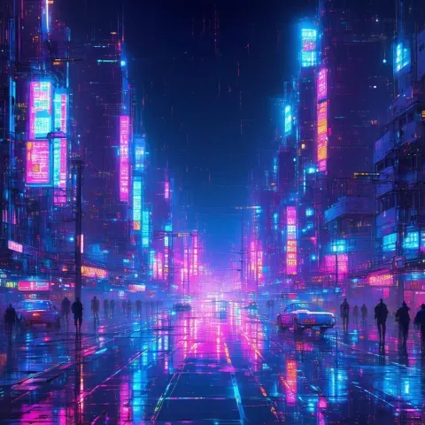 Electric Cyberpunk Chaos In Neon Cityscape