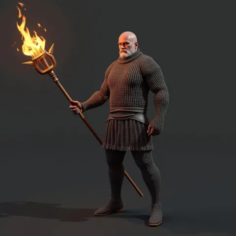 Edgar Davis Bearing A Fire Staff
