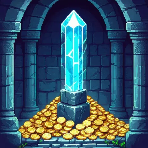 Stone Sentinel Guarding Golden Pixel Vault