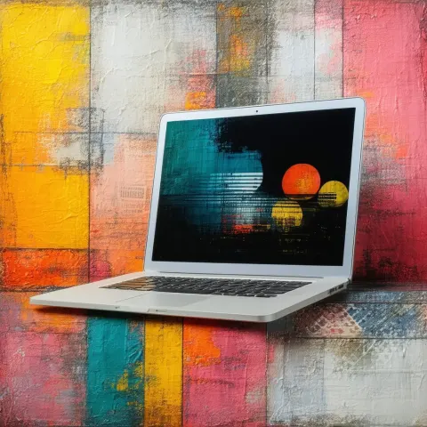 Mixed Media Laptop Collage In Layers