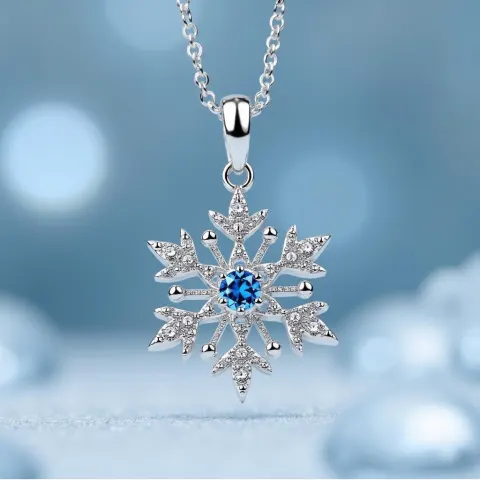 Snowflake Silver Jewelry With Blue Crystals