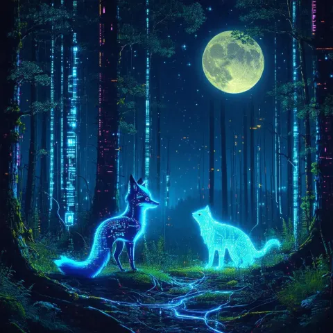 Neon Fox Meets Spectral Forest Entity
