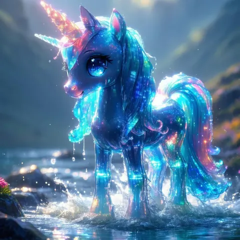 Translucent Water Pony In Pixel Charm