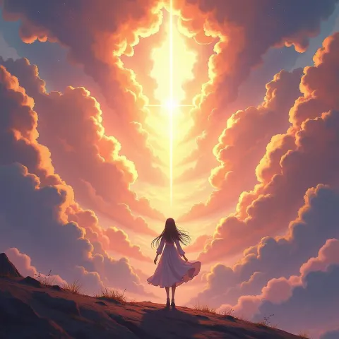 Heavenly Waifu Descending In God Rays
