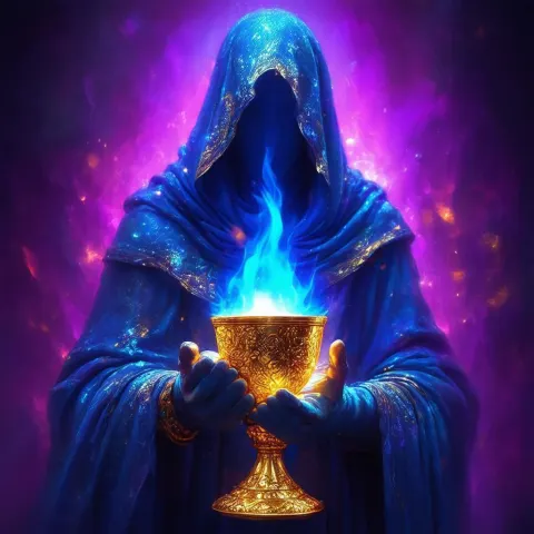 Ethereal Figure Bearing Blue Flame Chalice