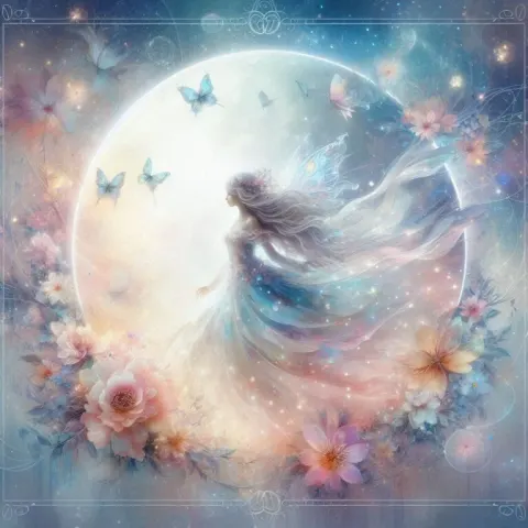 Fantasy Fairy Under Moonlit Sky Scene