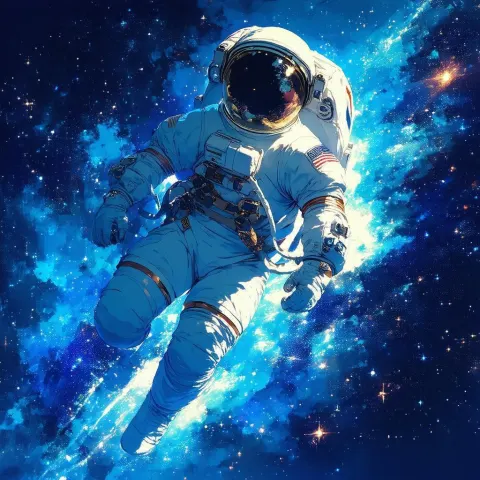 Anime Astronaut Adrift In Tiffany Blue