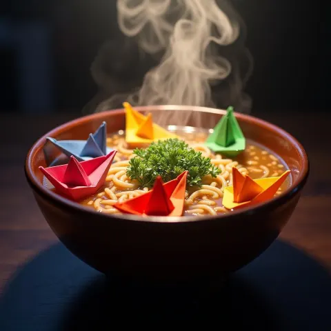 Origami Boats Adrift In Magical Ramen