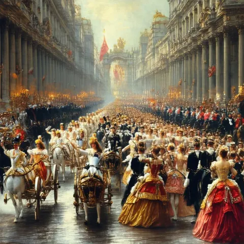 Baroque Parade Of Ornate Gilded Carriages