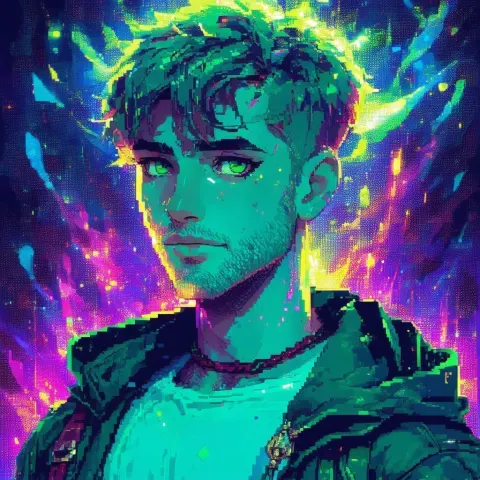 Pixel DnD Hero With Glowing Aura