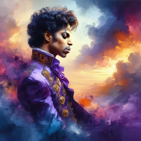 Romantic Prince Mural Against Stormy Sky