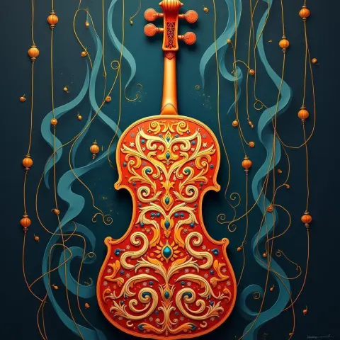 Runed Violin Back In Fantasy Hues