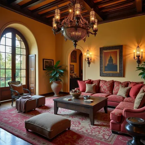 Tuscan Living Room With Floating Lanterns