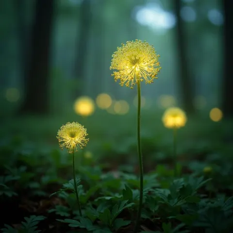 Enchanted Adiantum Glowing In Fantasy Forest