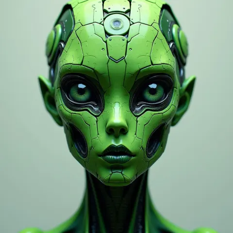 Symmetrical Cutout Of Green Machine Alien
