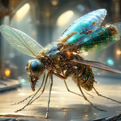 Steampunk Biomechanical Mosquito In Micro Detail
